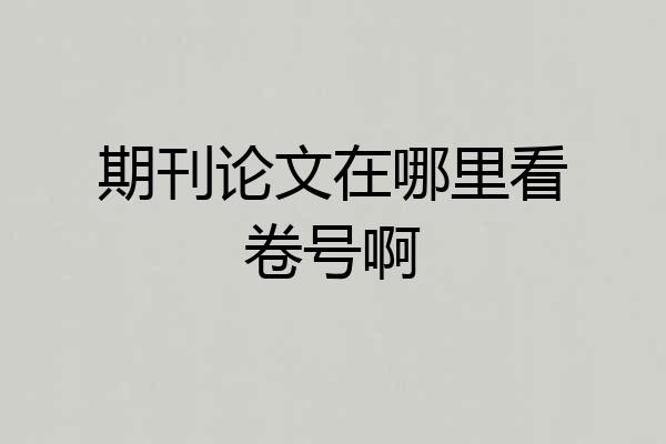 期刊论文在哪里看卷号啊
