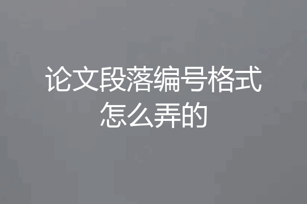 论文段落编号格式怎么弄的