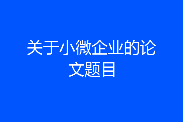 关于小微企业的论文题目