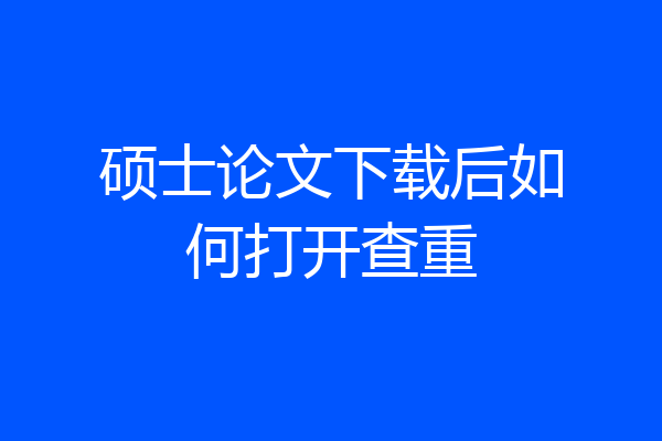 硕士论文下载后如何打开查重