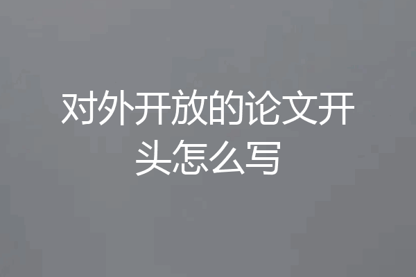 对外开放的论文开头怎么写