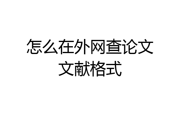 怎么在外网查论文文献格式
