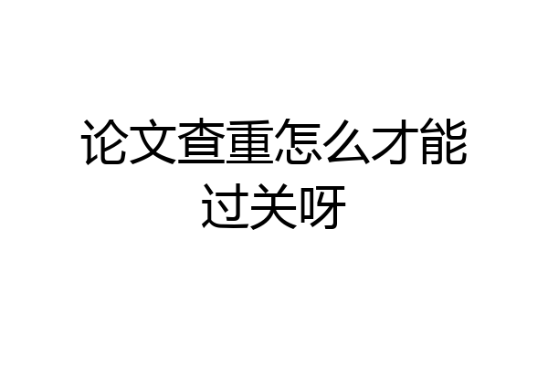论文查重怎么才能过关呀