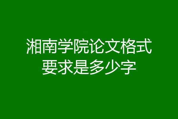 湘南学院论文格式要求是多少字
