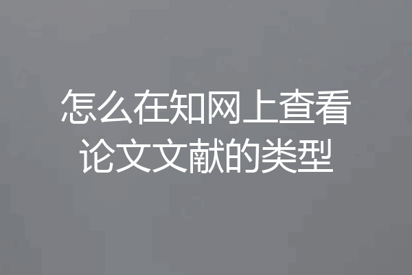 怎么在知网上查看论文文献的类型