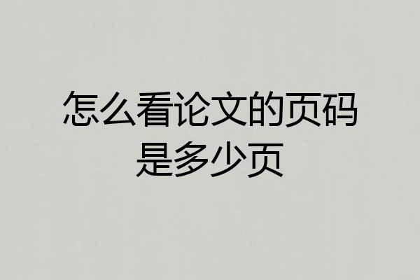 怎么看论文的页码是多少页