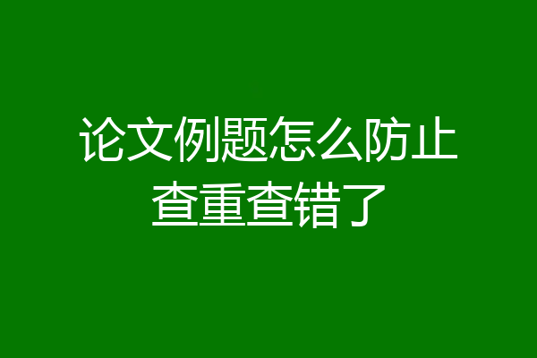 论文例题怎么防止查重查错了