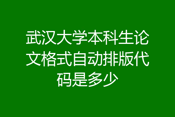 武汉大学本科生论文格式自动排版代码是多少