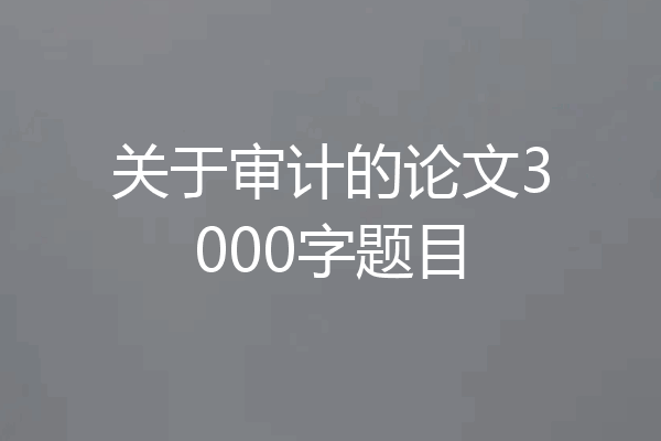 关于审计的论文3000字题目