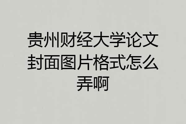 贵州财经大学论文封面图片格式怎么弄啊