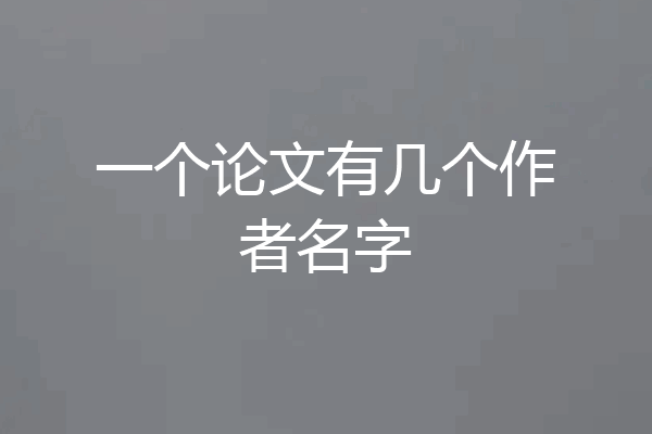 一个论文有几个作者名字
