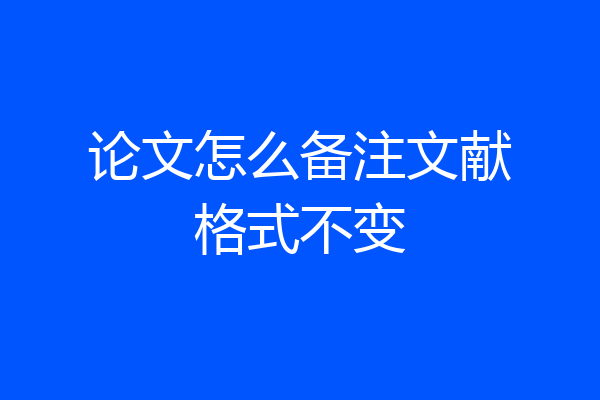 论文怎么备注文献格式不变