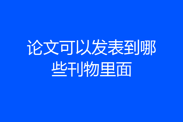 论文可以发表到哪些刊物里面