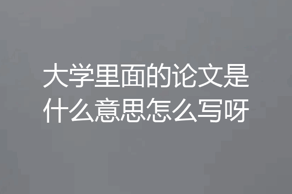 大学里面的论文是什么意思怎么写呀