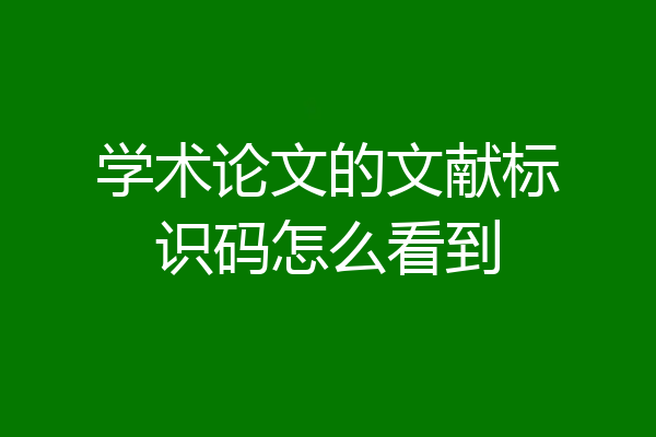 学术论文的文献标识码怎么看到
