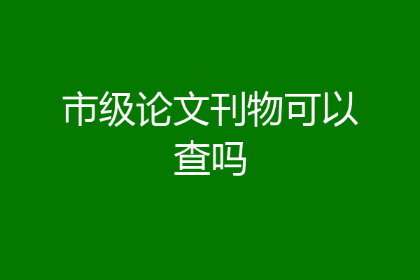 市级论文刊物可以查吗