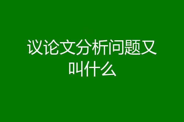 议论文分析问题又叫什么
