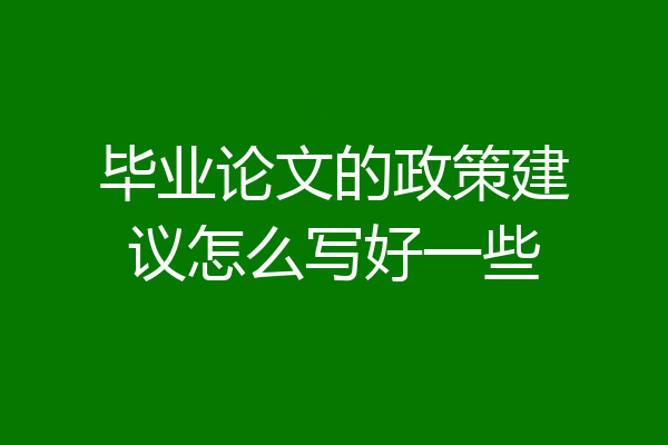 毕业论文的政策建议怎么写好一些