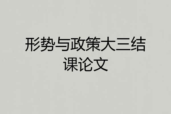 形势与政策大三结课论文