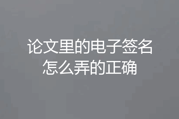 论文里的电子签名怎么弄的正确