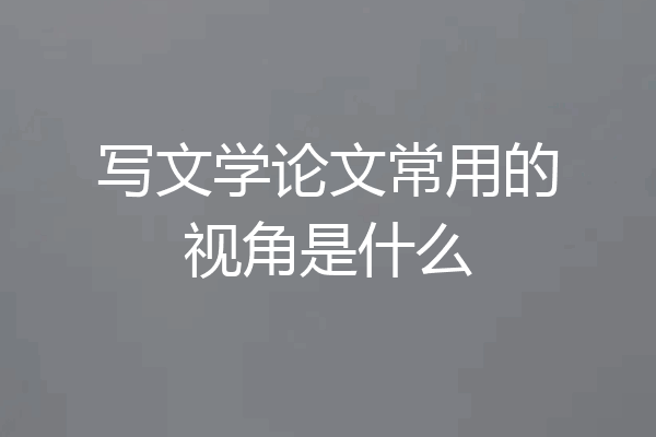 写文学论文常用的视角是什么
