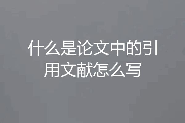 什么是论文中的引用文献怎么写