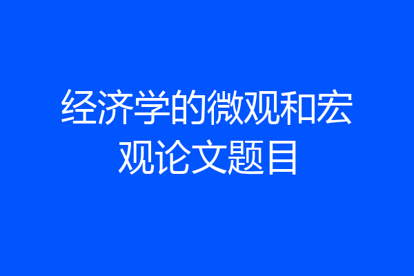 经济学的微观和宏观论文题目