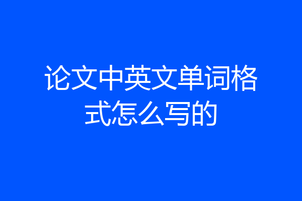 论文中英文单词格式怎么写的