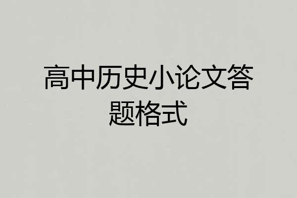 高中历史小论文答题格式