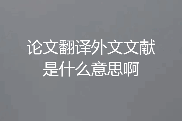 论文翻译外文文献是什么意思啊