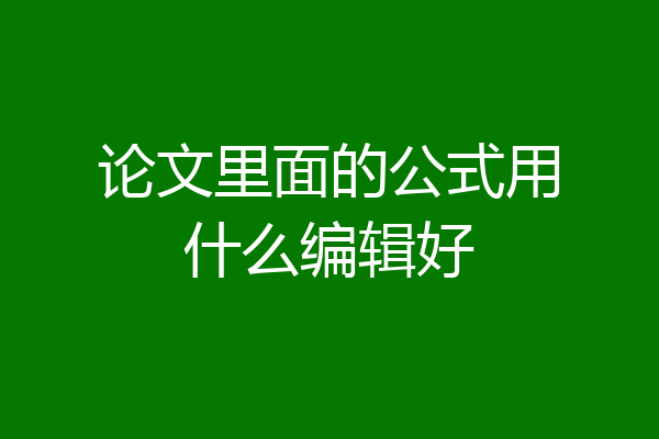 论文里面的公式用什么编辑好