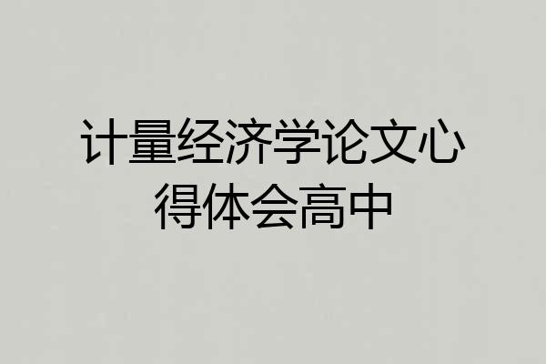 计量经济学论文心得体会高中