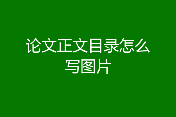 论文正文目录怎么写图片