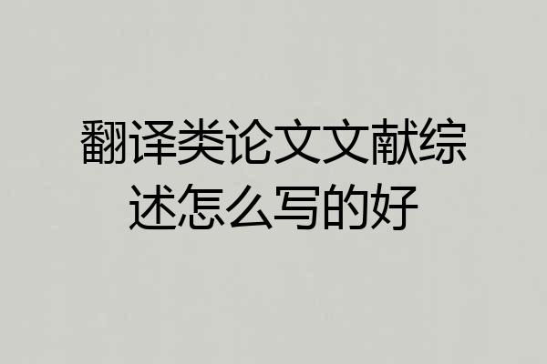 翻译类论文文献综述怎么写的好