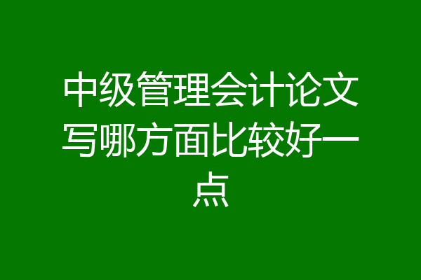 中级管理会计论文写哪方面比较好一点
