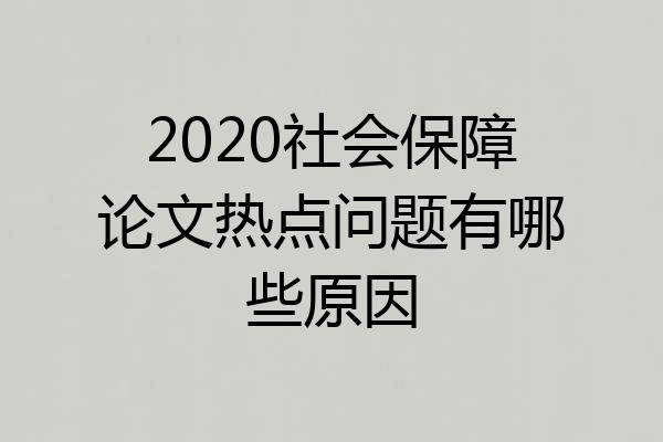 2020社会保障论文热点问题有哪些原因