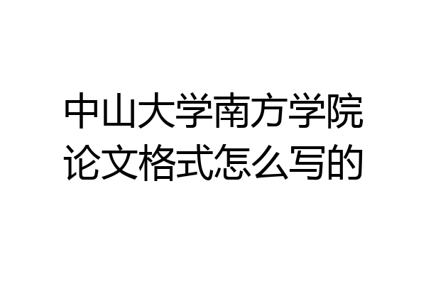 中山大学南方学院论文格式怎么写的