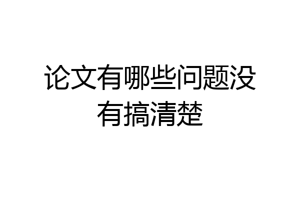 论文有哪些问题没有搞清楚