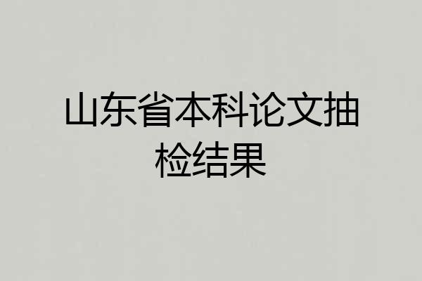 山东省本科论文抽检结果