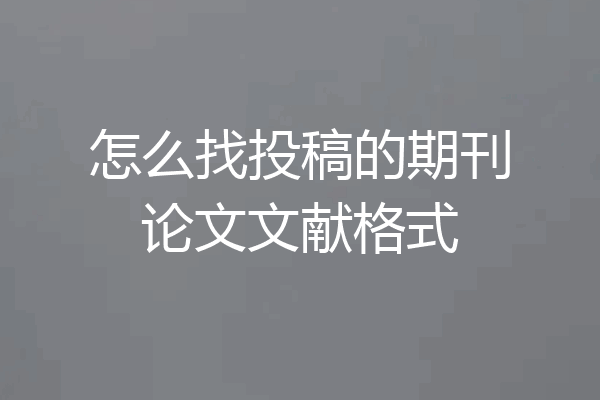 怎么找投稿的期刊论文文献格式