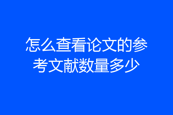 怎么查看论文的参考文献数量多少