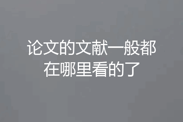 论文的文献一般都在哪里看的了