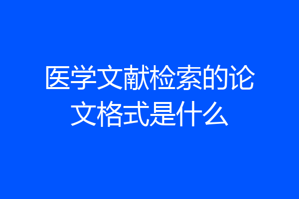 医学文献检索的论文格式是什么