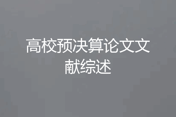 高校预决算论文文献综述