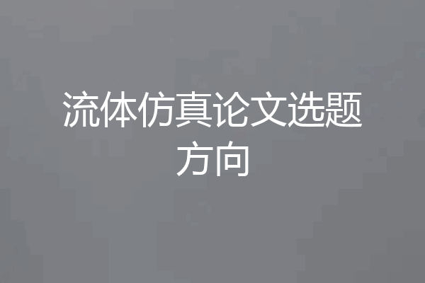流体仿真论文选题方向