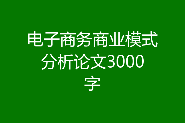 电子商务商业模式分析论文3000字