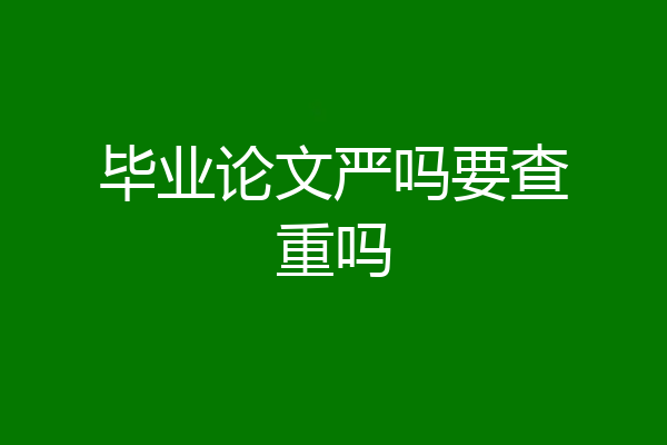 毕业论文严吗要查重吗