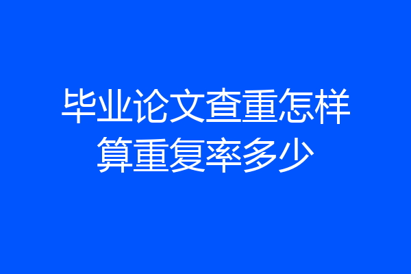 毕业论文查重怎样算重复率多少