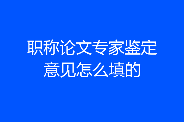 职称论文专家鉴定意见怎么填的