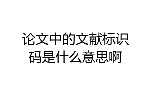 论文中的文献标识码是什么意思啊